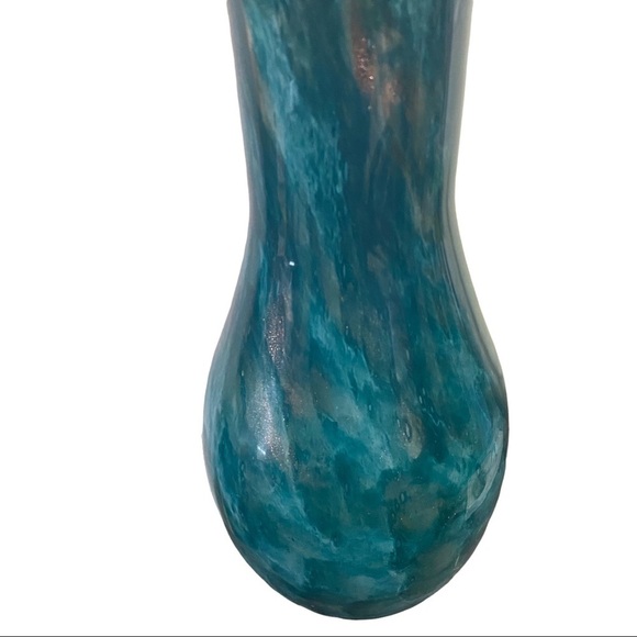 Murano Italy Hand-Blown Turquoise Gold Spiral Pattern Large Vase 16”Tx7” Wx21” - Picture 2 of 9